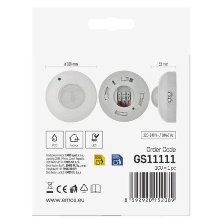 EMOS Mozgásérzékelő (PIR) IP20 1200W