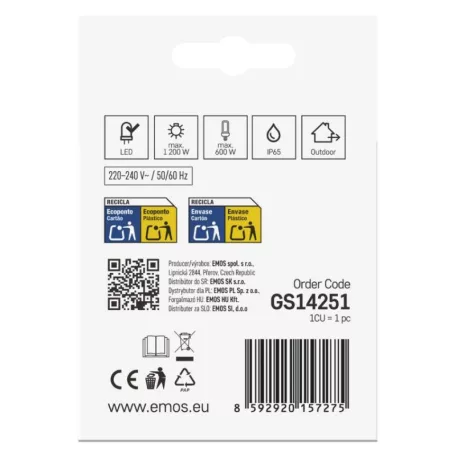 EMOS Mozgásérzékelő (PIR) IP65 1200W