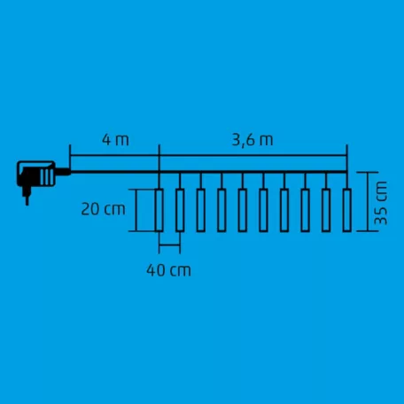 Home G 10201 LED-es jégcsap fényfüzér, 3,33x0,21 m / 200 db hidegfehér LED, 10 db jégcsap, átlátszó vezeték, fényjáték, hálózati adapter, kül- és beltéri kivitel
