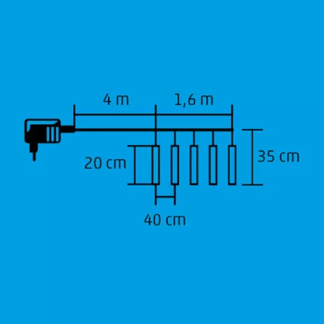 Home G 550 LED-es jégcsap fényfüggöny, kül- és beltéri kivitel, 50 db hidegfehér LED, füzér hossza 1,6 m