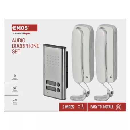 Vezetékes otthoni audio kapucsengő készlet H1086, 2 vevőegységgel
