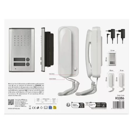 Vezetékes otthoni audio kapucsengő készlet H1086, 2 vevőegységgel