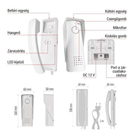 Vezeték nélküli otthoni audio kapucsengő készlet H1088, 1 résztvevő
