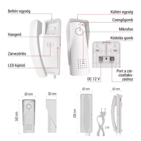 Vezeték nélküli otthoni audio kapucsengő készlet H1088, 1 résztvevő