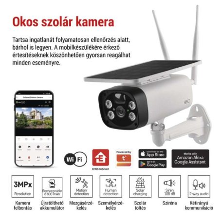 GoSmart Kültéri akkumulátoros kamera IP-600 EYE wifivel és napelemmel