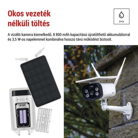 GoSmart Kültéri akkumulátoros kamera IP-600 EYE wifivel és napelemmel