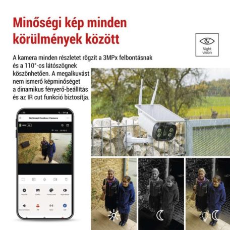 GoSmart Kültéri akkumulátoros kamera IP-600 EYE wifivel és napelemmel