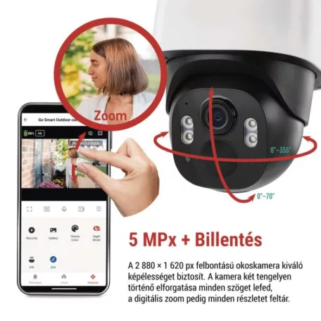 GoSmart Kültéri akkumulátoros kamera IP-1200 WASP wifivel és napelemmel