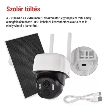 GoSmart Kültéri akkumulátoros kamera IP-1200 WASP wifivel és napelemmel