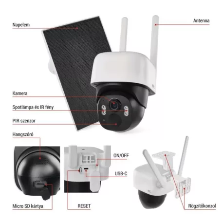 GoSmart Kültéri akkumulátoros kamera IP-1200 WASP wifivel és napelemmel