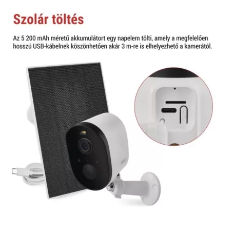 GoSmart Kültéri akkumulátoros kamera IP-1150 SNAP wifivel és napelemmel