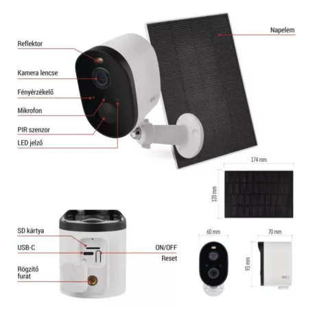 GoSmart Kültéri akkumulátoros kamera IP-1150 SNAP wifivel és napelemmel