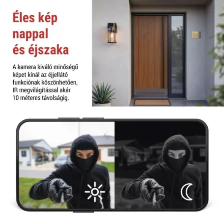 GoSmart Wifis kültéri forgatható kamera IP-1300 LANTERN világítással, fekete