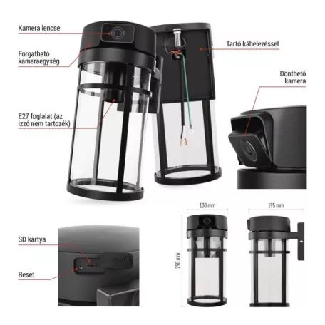 GoSmart Wifis kültéri forgatható kamera IP-1300 LANTERN világítással, fekete