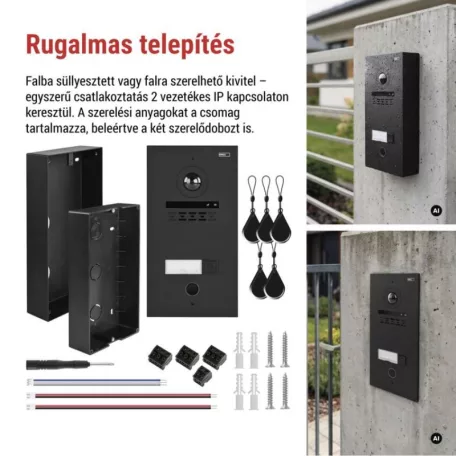 GoSmart kameraegység az IP880B 2WIRE monitorhoz és az IP-880A 2WIRE kaputelefonhoz, 1 gomb