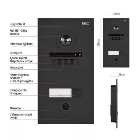 GoSmart kameraegység az IP880B 2WIRE monitorhoz és az IP-880A 2WIRE kaputelefonhoz, 1 gomb