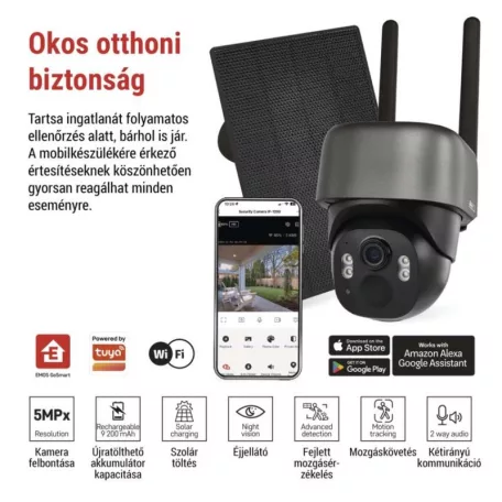 GoSmart Kültéri akkumulátoros kamera IP-1200G WASP wifivel és napelemmel