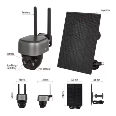 GoSmart Kültéri akkumulátoros kamera IP-1200G WASP wifivel és napelemmel