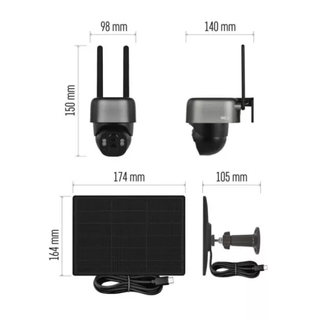 GoSmart Kültéri akkumulátoros kamera IP-6100G HAWK 4G LTE-vel és napelemmel