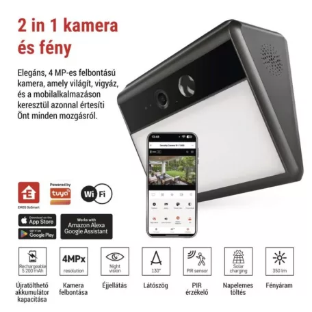 GoSmart IP-1100G WALL kültéri akkumulátoros kamera WiFi-vel és napelemmel