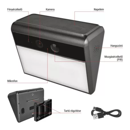GoSmart IP-1100G WALL kültéri akkumulátoros kamera WiFi-vel és napelemmel
