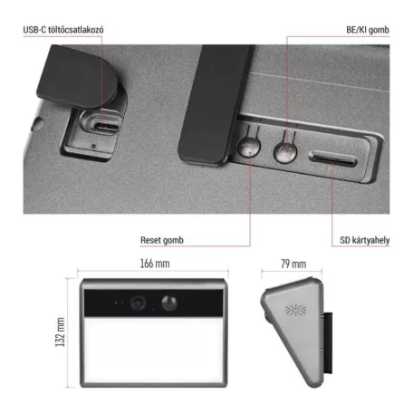 GoSmart IP-1100G WALL kültéri akkumulátoros kamera WiFi-vel és napelemmel