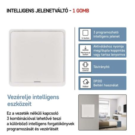 GoSmart Okos hordozható 1 funkciós szcenárió kapcsoló IP-2001ZW, ZigBee 3.0