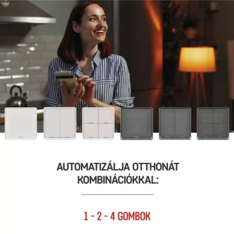 GoSmart Okos hordozható 2 funkciós szcenárió kapcsoló IP-2002ZW, ZigBee 3.0