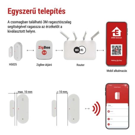 GoSmart vezeték nélküli ajtóérzékelő IP-2011Z, ZigBee