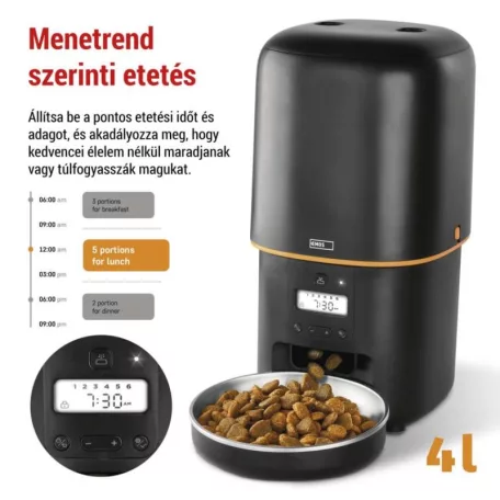 Pet Care állateledel adagoló, 4 L, fekete