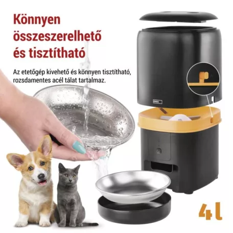 GoSmart állateledel adagoló Pet Care, 4 l, fekete, Wi-Fi