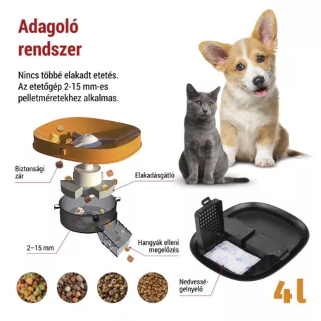 GoSmart állateledel adagoló Pet Care, 4 l, fekete, Wi-Fi
