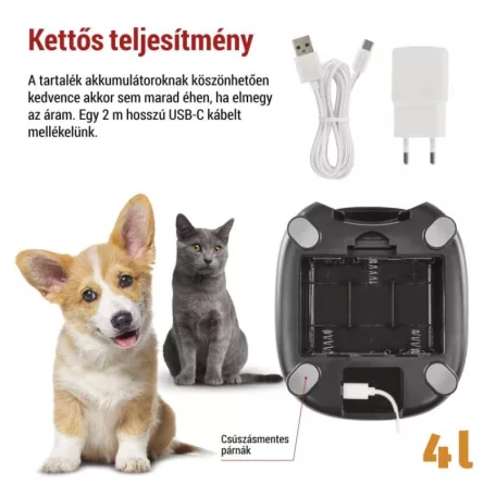 GoSmart állateledel adagoló Pet Care, 4 l, fekete, Wi-Fi