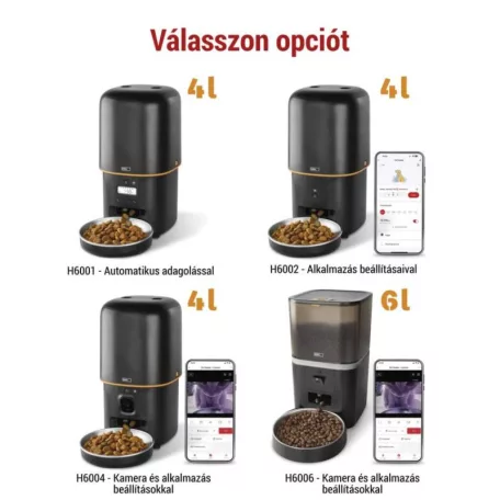 GoSmart állateledel adagoló Pet Care, 4 l, fekete, Wi-Fi