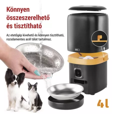 GoSmart állateledel adagoló kamerával Pet Care, 4 l, fekete, Wi-Fi