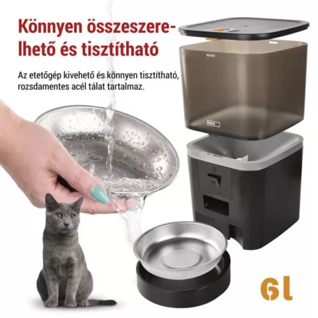 GoSmart állateledel adagoló kamerával Pet Care, 6 l, fekete, Wi-Fi