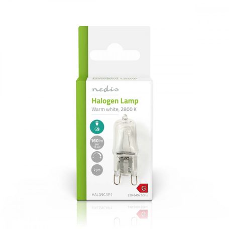 Halogén izzó G9 | 18 W | 160 lm | 2800 K | Meleg Fehér | Egyértelmű | A csomagolásban található lámpák száma: 2 db