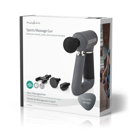 Sport Masszázs Pisztoly | Elemes Áramellátás | Beépített Lítium-ion | Újratölthető | 6 Masszázs Mód | USB Kábel | Szürke