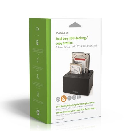 Merevlemez dokkoló állomás | USB 3.2 Gen1 | USB Type-A | 2 Lemez | 2.5 / 3.5 " | USB 3.2 Gen1 | Dokkolás | Asztal