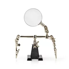   Segítő harmadik kéz nagyítóval | Krokodil klipszek | Ezüst