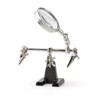 Segítő harmadik kéz nagyítóval | Krokodil klipszek | Ezüst