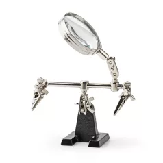   Segítő harmadik kéz nagyítóval | Krokodil klipszek | Ezüst