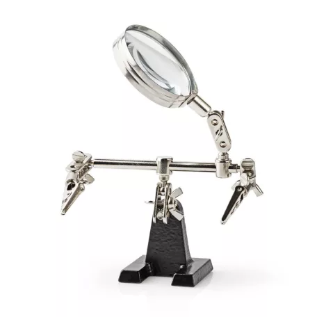 Segítő harmadik kéz nagyítóval | Krokodil klipszek | Ezüst