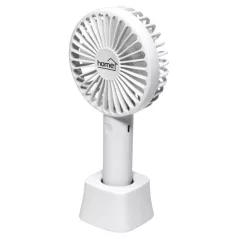   Home HF 9/WH kézi, tölthető ventilátor, 4 W, 10 cm-es lapátátmérő, 3 fokozat, 1200 mAh Li-ion akkumulátor, asztali tartó, fehér