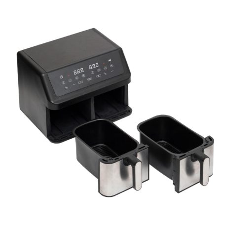 HOME HGAF29 duplakosaras forrólevegős sütő, 2 x 4,5L, 2000 W, digitális vezérlés, 8 féle üzemmód