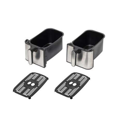 HOME HGAF29 duplakosaras forrólevegős sütő, 2 x 4,5L, 2000 W, digitális vezérlés, 8 féle üzemmód