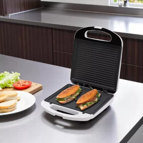 HOME HGP4 panini szendvicssütő, 1200 W, nagy sütőfelület, tapadásmentes, jelzőfények
