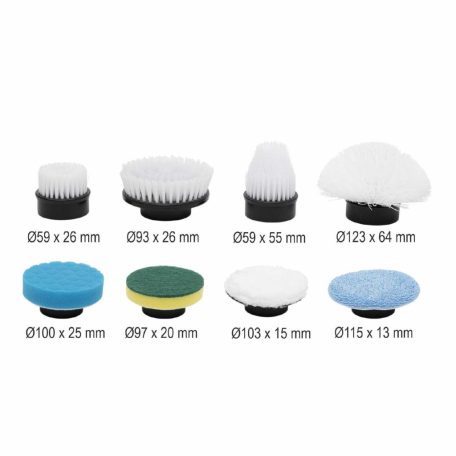 Home HGPB8 elektromos tisztítókefe szett, 25W teljesítmény, 8 cserélhető fej, teleszkópos nyél, változtatható sebesség, tölthető, tartozék USB-C töltőkábellel