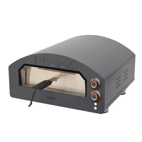 HOME HGPZ02 elektromos pizzakemence, 2000W, max. 380 °C, IPX4 védelem, 33x33 cm sütési felület, 1,5 cm-es Cordierite pizzakő, rozsdamentes ajtó