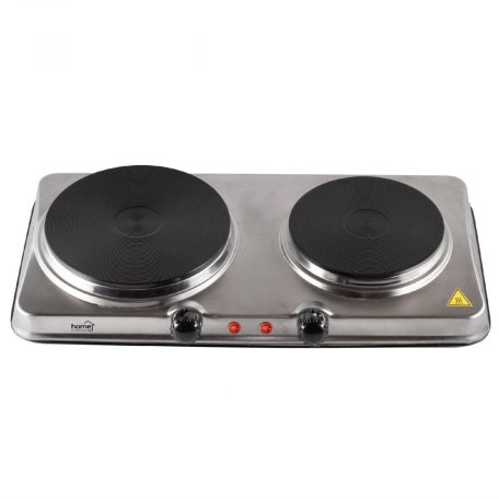 HOME HG R04S Rezsó, rozsdamentes, dupla hordozható főzőlap, 1500 W + 1000 W